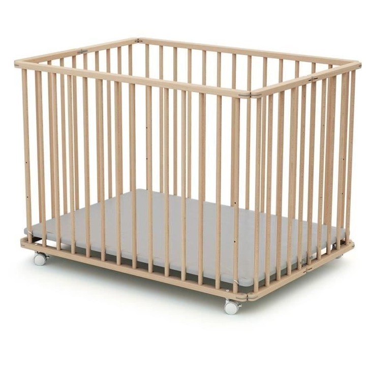 Parc pliant rectangulaire - WEBABY - CALI - 70 x 100 cm - Jusqu'a 24 mois - Hetre brut Parc pliant rectangulaire - WEBABY - CALI - 70 x 100 cm - Jusqu'a 24 mois - Hetre brut