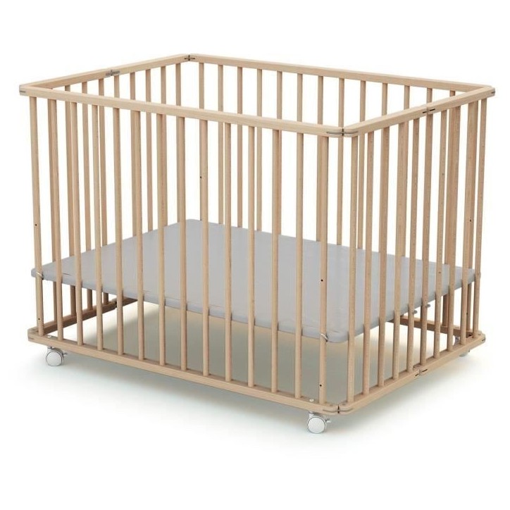 Parc pliant rectangulaire - WEBABY - CALI - 70 x 100 cm - Jusqu'a 24 mois - Hetre brut Parc pliant rectangulaire - WEBABY - CALI - 70 x 100 cm - Jusqu'a 24 mois - Hetre brut