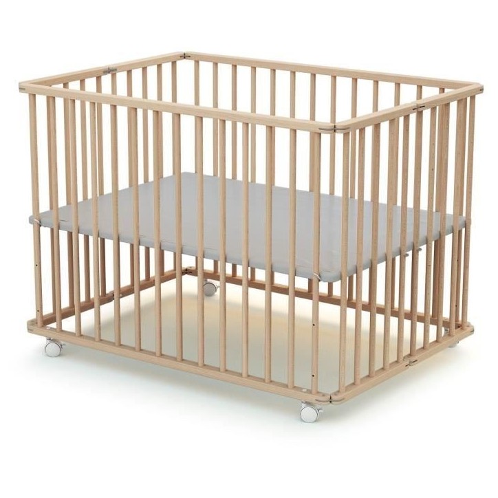 Parc pliant rectangulaire - WEBABY - CALI - 70 x 100 cm - Jusqu'a 24 mois - Hetre brut Parc pliant rectangulaire - WEBABY - CALI - 70 x 100 cm - Jusqu'a 24 mois - Hetre brut