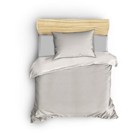 Parure de lit - 1 housse de couette 220 x 240 cm + 2 taies d'oreiller 60 x 60 cm - 80% coton, 20% polyester - Creme