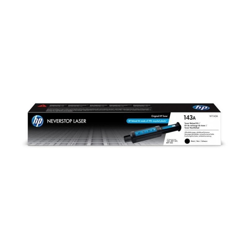 Recharge de toner noir HP 143A Neverstop authentique (W1143A) pour HP