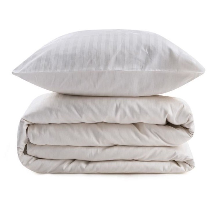 Parure de lit - 1 housse de couette 220 x 240 cm + 2 taies d'oreiller 60 x 60 cm - 80% coton, 20% polyester - Creme