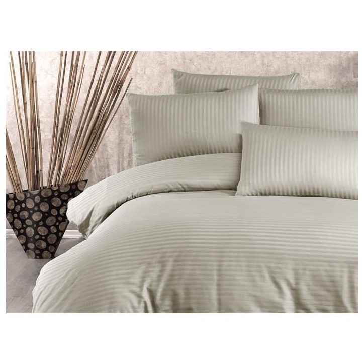 Parure de lit - 1 housse de couette 220x240 cm + 2 taies d'oreiller 60x60 cm - 80% coton, 20% polyester - Cappuccino