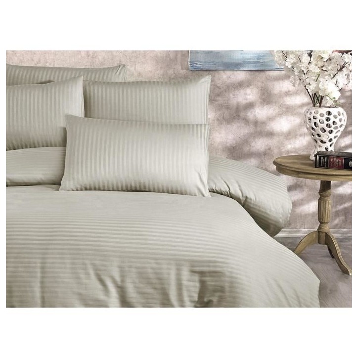 Parure de lit - 1 housse de couette 220x240 cm + 2 taies d'oreiller 60x60 cm - 80% coton, 20% polyester - Cappuccino