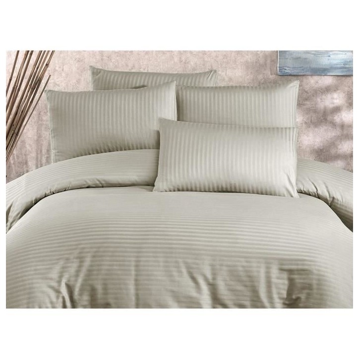 Parure de lit - 1 housse de couette 220x240 cm + 2 taies d'oreiller 60x60 cm - 80% coton, 20% polyester - Cappuccino
