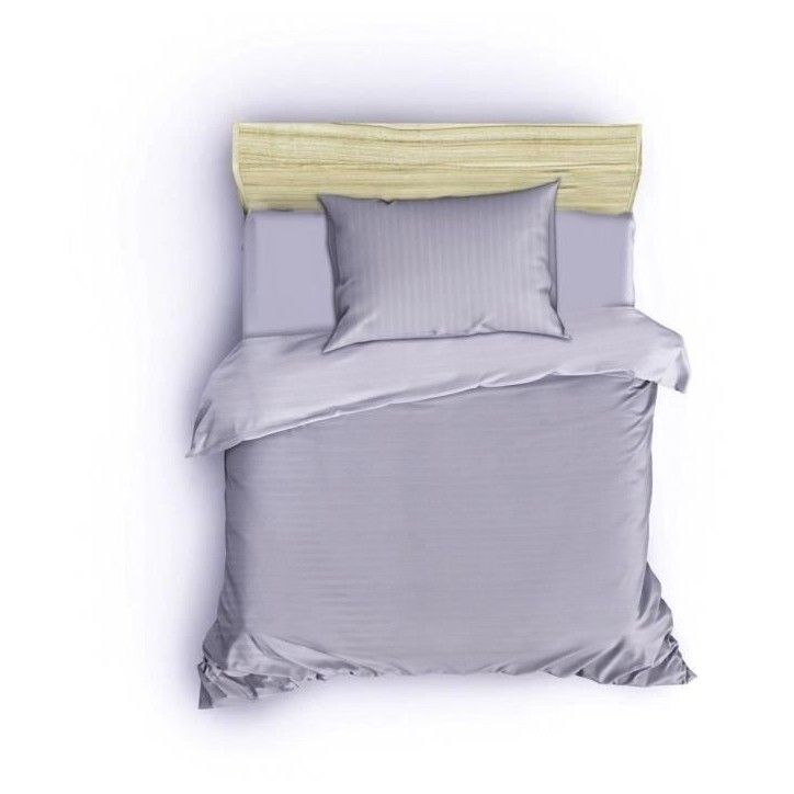 Parure de lit - 1 housse de couette 220 x 240 cm + 2 taies d'oreiller 60 x 60 cm - 80% coton, 20% polyester - Gris