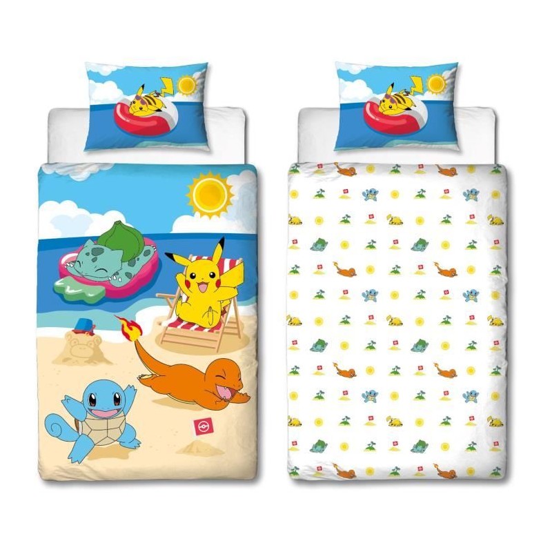 Parure de lit - POKEMON - Pikachu a la plage - Microfibre - 1 housse d Parure de lit - POKEMON - Pikachu a la plage - Microfibre - 1 housse d