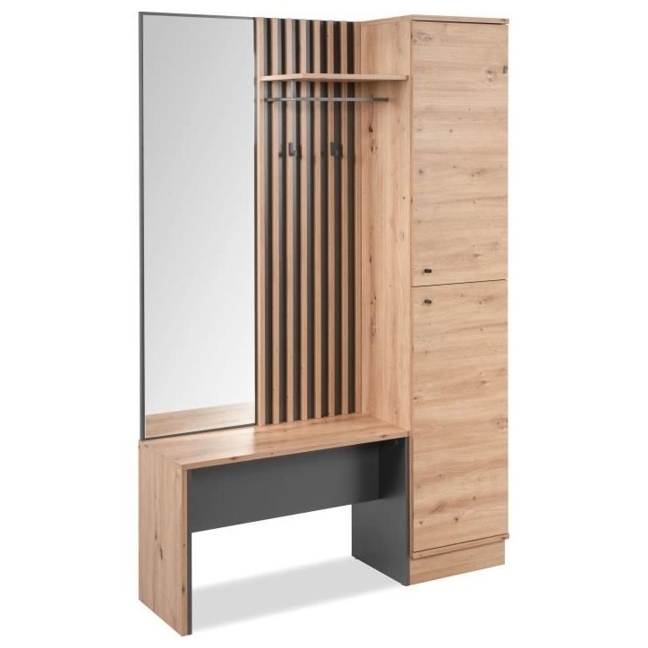 Vestiaire avec miroir - MEDAN 42B - Anthracite / Chene artisan - 122 x 190 x 37 cm Vestiaire avec miroir - MEDAN 42B - Anthracite / Chene artisan - 122 x 190 x 37 cm