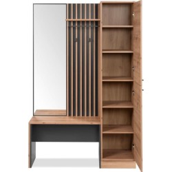 Vestiaire avec miroir - MEDAN 42B - Anthracite / Chene artisan - 122 x