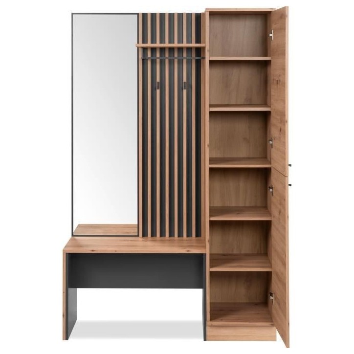 Vestiaire avec miroir - MEDAN 42B - Anthracite / Chene artisan - 122 x 190 x 37 cm Vestiaire avec miroir - MEDAN 42B - Anthracite / Chene artisan - 122 x 190 x 37 cm