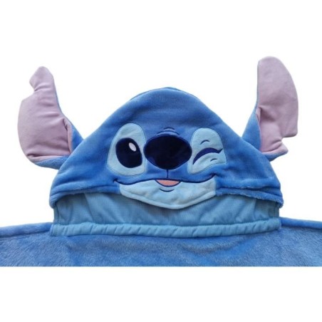 Plaid polaire a capuche 3D - WORLD TRADE ET TECHNOLOGIES - Stitch - 120 x 150 cm - Ultra doux - Design enfant