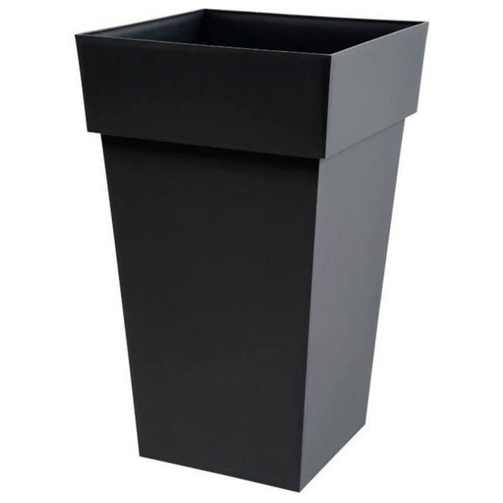 Pot de fleurs haut Carré 39 cm - EDA - Toscane - 62 L - 39 x 39 x H. 65 cm - Gris Anthracite