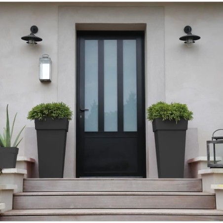 Pot de fleurs haut Carré 39 cm - EDA - Toscane - 62 L - 39 x 39 x H. 65 cm - Gris Anthracite
