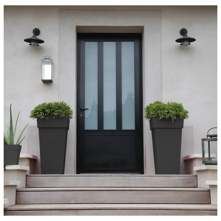 Pot de fleurs haut Carré 39 cm - EDA - Toscane - 62 L - 39 x 39 x H. 65 cm - Gris Anthracite