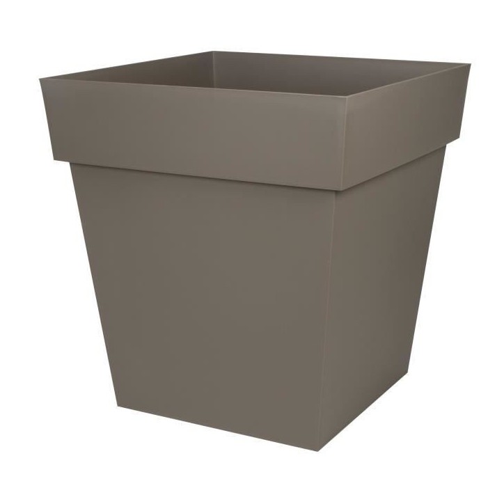 Pot de fleurs Carré 50 cm - EDA - Toscane - 87 L - 49,5 x 49,5 x H.52,5 cm - Taupe