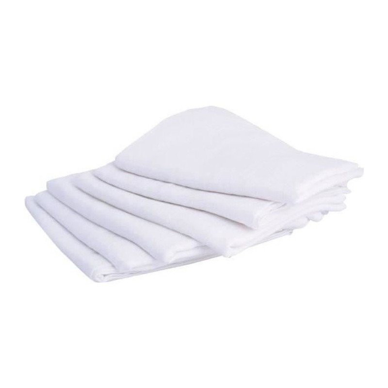 Lot de 6 langes carré - DOMIVA - Blanc - 70x70cm - 100% Coton - Lavab