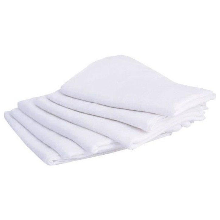 Lot de 6 langes carré - DOMIVA - Blanc - 70x70cm - 100% Coton - Lavable a 95°C
