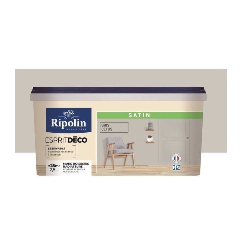 RIPOLIN Peinture Couleur Satin Ultra Couvrante pour Cuisine, Chambre, RIPOLIN Peinture Couleur Satin Ultra Couvrante pour Cuisine, Chambre,