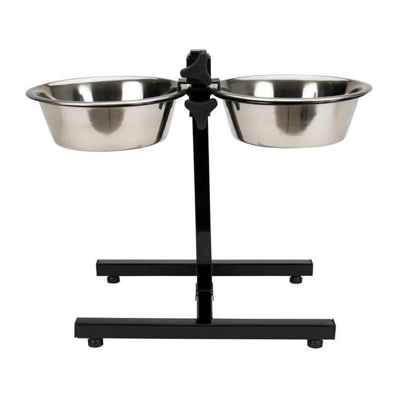 Accessoire repas chien - TYROL - Support + 2 Bols Inox - 25 cm - 2,8 L