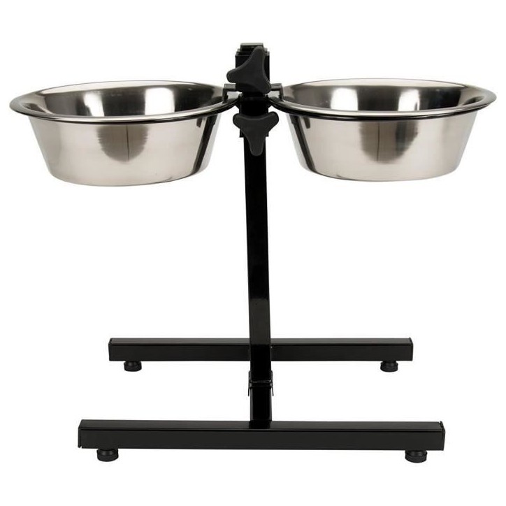 Accessoire repas chien - TYROL - Support + 2 Bols Inox - 25 cm - 2,8 L - Réglable en hauteur Accessoire repas chien - TYROL - Support + 2 Bols Inox - 25 cm - 2,8 L - Réglable en hauteur