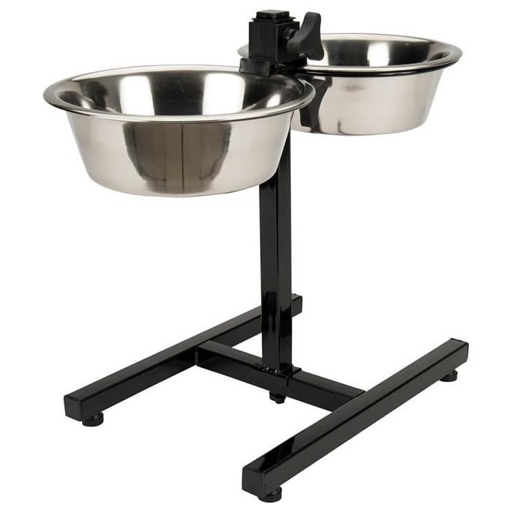 Accessoire repas chien - TYROL - Support + 2 Bols Inox - 25 cm - 2,8 L - Réglable en hauteur Accessoire repas chien - TYROL - Support + 2 Bols Inox - 25 cm - 2,8 L - Réglable en hauteur