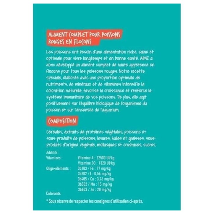 Aliment poisson - AIME - Flocons pour poissons rouges - 1000 ml