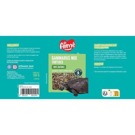Aliment tortue - AIME - Gammarus Mix - 1000 ml - Crevettes naturelles, équilibre nutritionnel