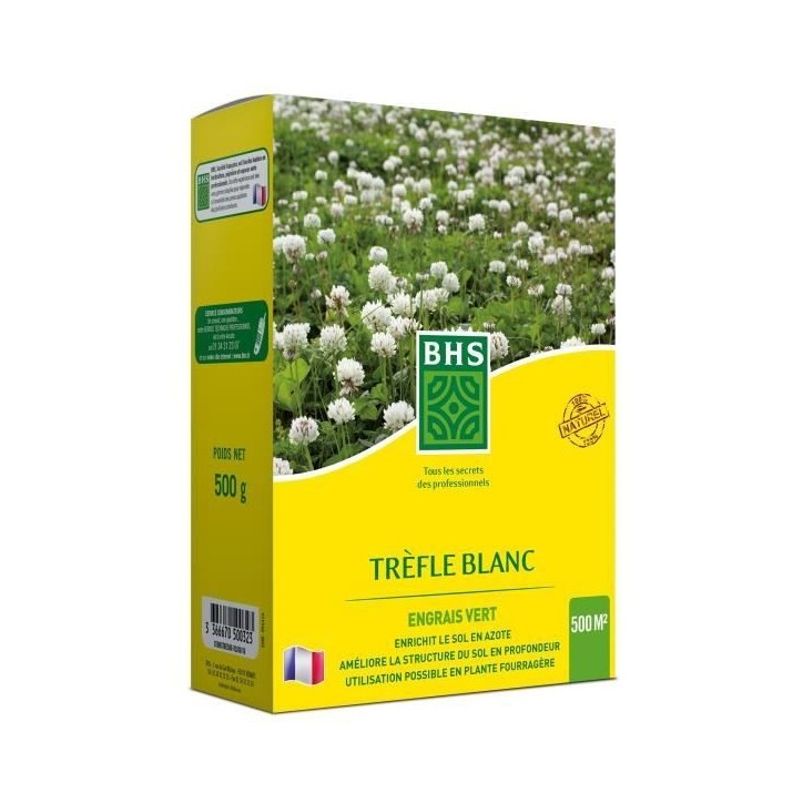 Trefle Blanc - BHS - 500 m²| Favorise la biodiversité, s'adapte a tous types de sols et résiste au piétinement.