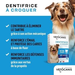 Dentifrice a croquer anti-tartre - VETOCANIS - Pour chien - 30 comprim