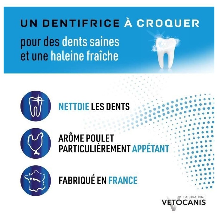 Dentifrice a croquer anti-tartre - VETOCANIS - Pour chien - 30 comprimés
