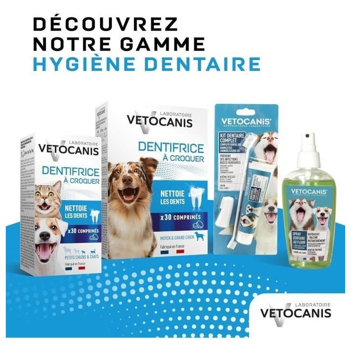 Dentifrice a croquer anti-tartre - VETOCANIS - Pour chien - 30 comprimés