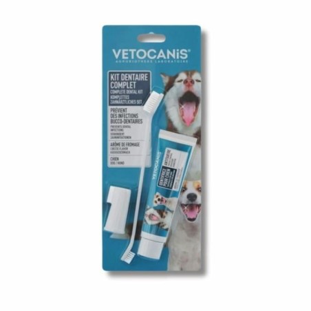 Kit Dentaire Chien - VETOCANIS - Hygiene dentaire avec Brosse a Dents,