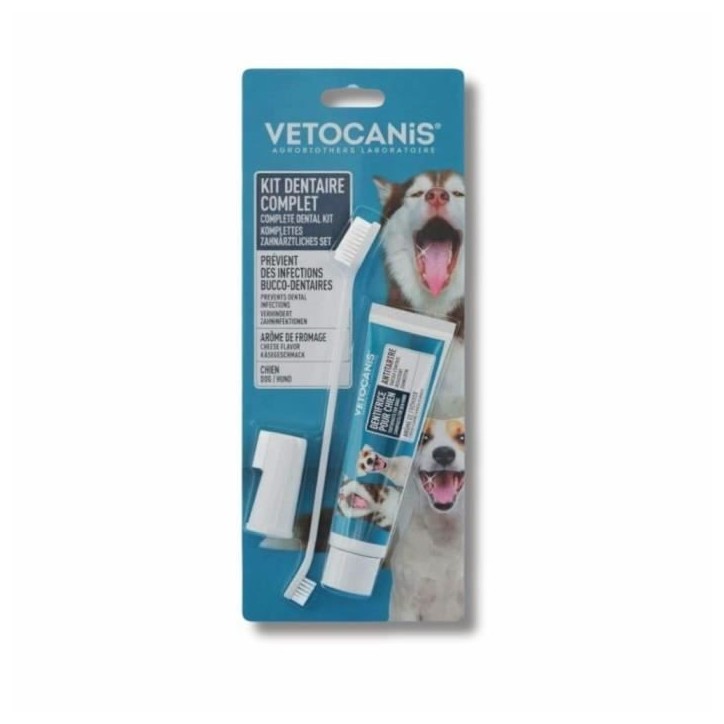 Kit Dentaire Chien - VETOCANIS - Hygiene dentaire avec Brosse a Dents, Biscuit Aromatisé, Dentifrice Kit Dentaire Chien - VETOCANIS - Hygiene dentaire avec Brosse a Dents, Biscuit Aromatisé, Dentifrice