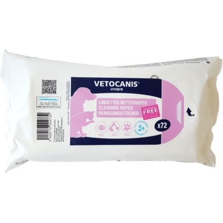 VETOCANIS Lingettes Nettoyantes Grand Format X72 Chien / Chat