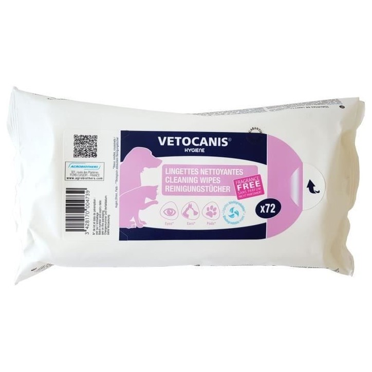 VETOCANIS Lingettes Nettoyantes Grand Format X72 Chien / Chat VETOCANIS Lingettes Nettoyantes Grand Format X72 Chien / Chat