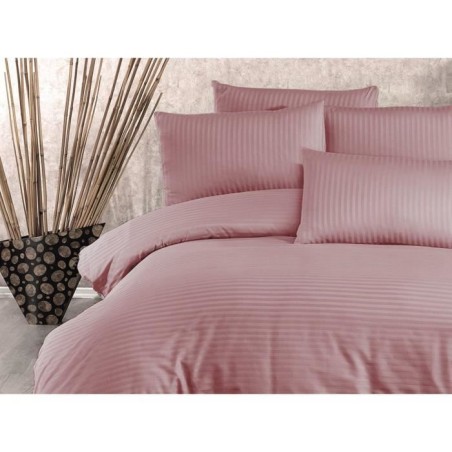 Parure de lit - 1 housse de couette 220 x 240 cm + 2 taies d'oreiller 60 x 60 cm - 80% coton, 20% polyester - Poudre