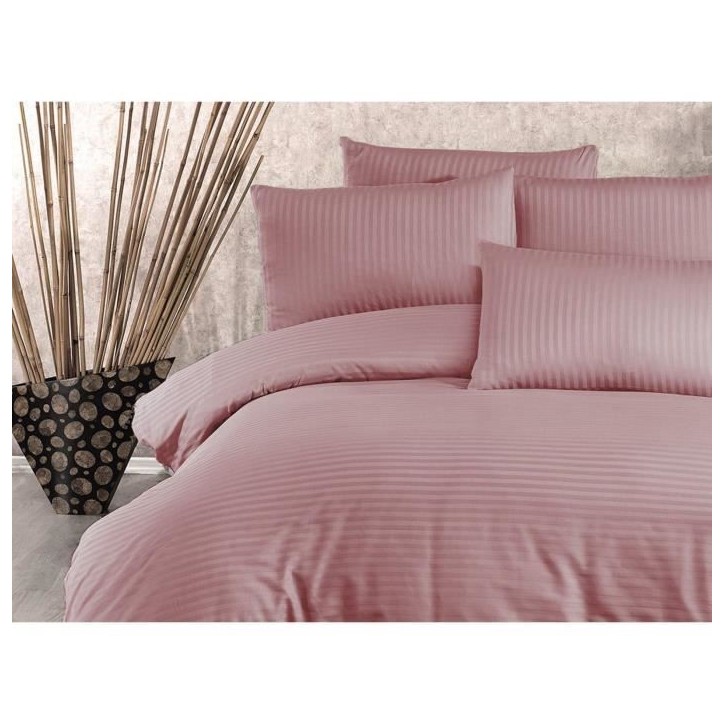 Parure de lit - 1 housse de couette 220 x 240 cm + 2 taies d'oreiller 60 x 60 cm - 80% coton, 20% polyester - Poudre Parure de lit - 1 housse de couette 220 x 240 cm + 2 taies d'oreiller 60 x 60 cm - 80% coton, 20% polyester - Poudre
