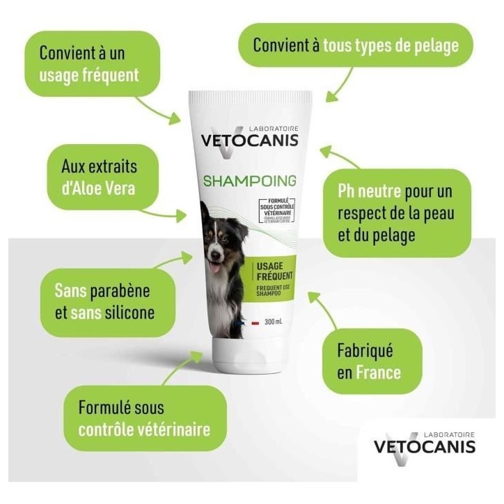Shampoing chien - VETOCANIS - 300 ml - Hydratant, doux, sans irritation, usage régulier Shampoing chien - VETOCANIS - 300 ml - Hydratant, doux, sans irritation, usage régulier
