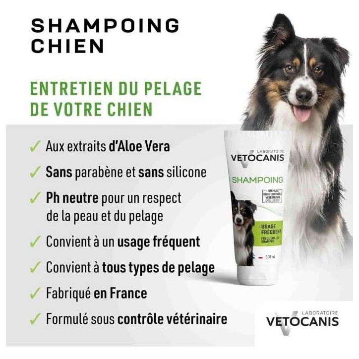 Shampoing chien - VETOCANIS - 300 ml - Hydratant, doux, sans irritation, usage régulier Shampoing chien - VETOCANIS - 300 ml - Hydratant, doux, sans irritation, usage régulier