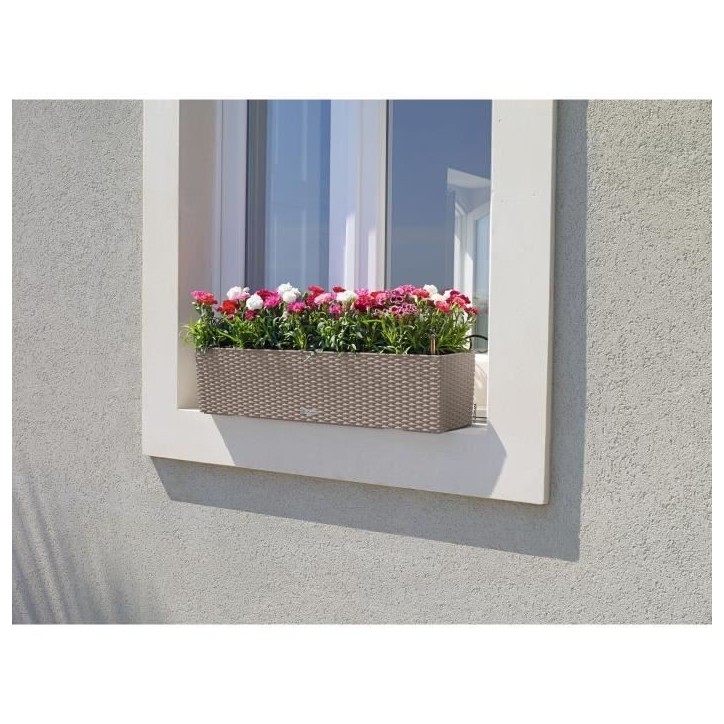 LECHUZA Jardiniere - Balconera cottage 80 - 79 x 19 x 19 cm - 12 L - Kit complet - Brun sable LECHUZA Jardiniere - Balconera cottage 80 - 79 x 19 x 19 cm - 12 L - Kit complet - Brun sable