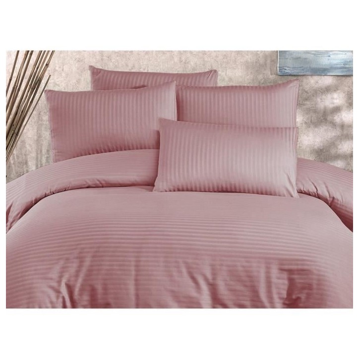 Parure de lit - 1 housse de couette 220 x 240 cm + 2 taies d'oreiller 60 x 60 cm - 80% coton, 20% polyester - Poudre Parure de lit - 1 housse de couette 220 x 240 cm + 2 taies d'oreiller 60 x 60 cm - 80% coton, 20% polyester - Poudre