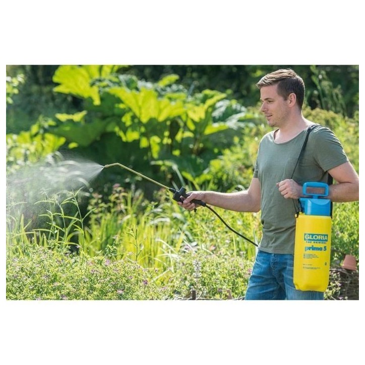 Pulvérisateur a pression - GLORIA - Prima 5 - 5L - Jaune et bleu - Avec lance et buse en laiton Pulvérisateur a pression - GLORIA - Prima 5 - 5L - Jaune et bleu - Avec lance et buse en laiton