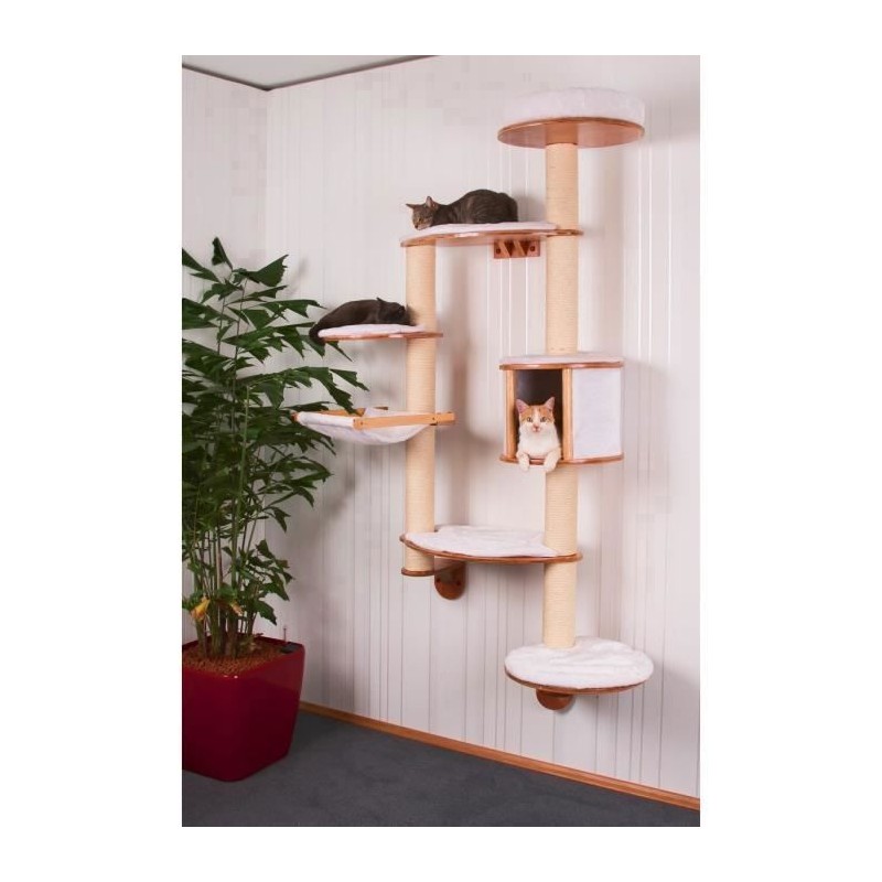 KERBL - Arbre a chats mural DOLOMIT XL - 185 cm Blanc Tronc ø 10cm -