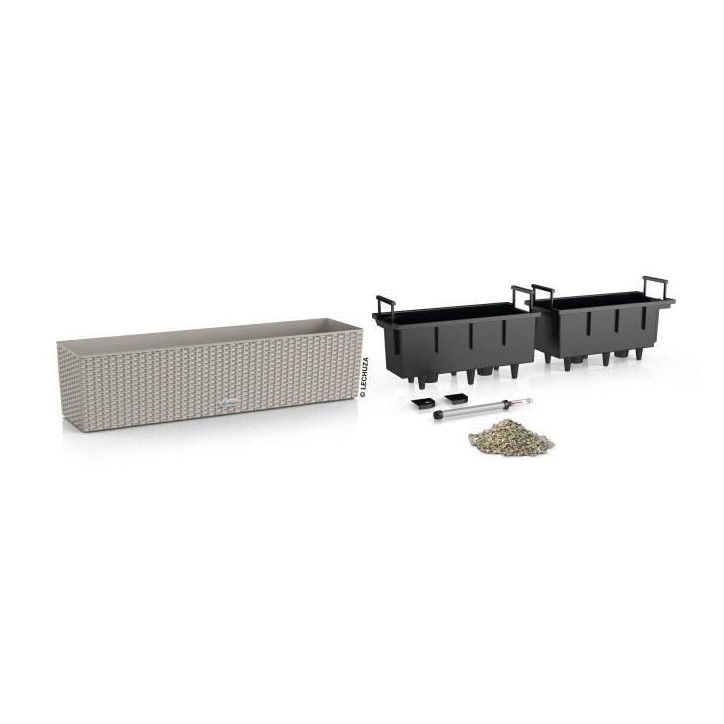 LECHUZA Jardiniere - Balconera cottage 80 - 79 x 19 x 19 cm - 12 L - Kit complet - Brun sable LECHUZA Jardiniere - Balconera cottage 80 - 79 x 19 x 19 cm - 12 L - Kit complet - Brun sable
