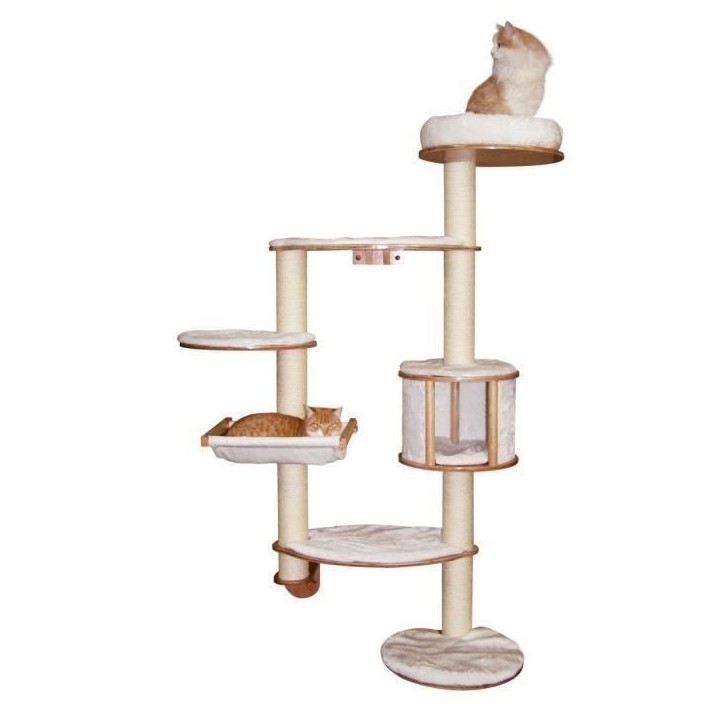 KERBL - Arbre a chats mural DOLOMIT XL - 185 cm Blanc Tronc ø 10cm - Sisal et textile -