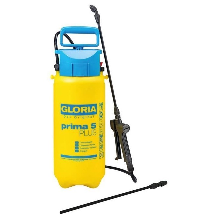 Pulvérisateur a pression GLORIA Prima 5 Plus - 5L - Résistant aux acides Pulvérisateur a pression GLORIA Prima 5 Plus - 5L - Résistant aux acides