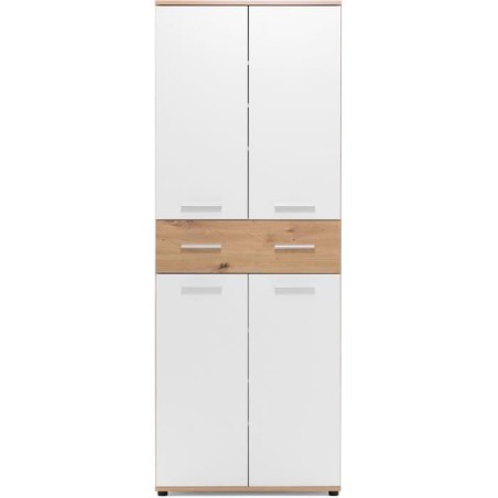 Meuble a chaussures Jacky 42 - Chene Artisan / Blanc - 70 x 185 x 35 c