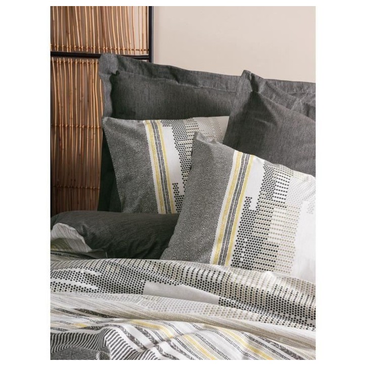 Parure de lit - 1 housse de couette 220 x 240 cm + 2 taies d'oreiller 60 x 60 cm - 100% coton renforcé - Vison