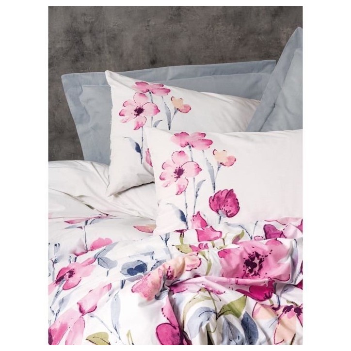Parure de lit - 1 housse de couette 220 x 240 cm + 2 taies d'oreiller 60 x 60 cm - 100% coton renforcé - Gris
