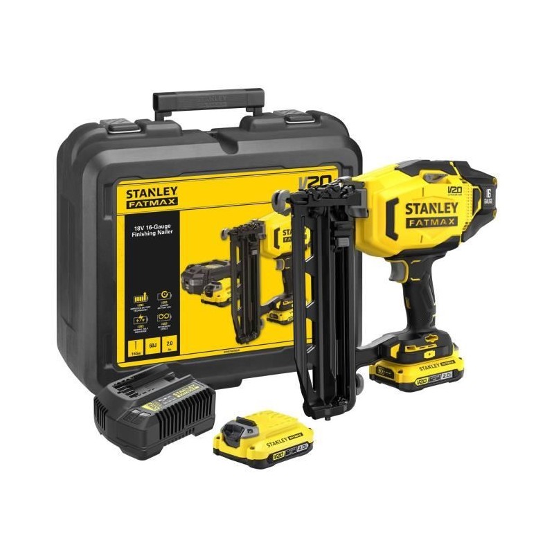 Cloueur de finition sans fil + 2 batteries 2Ah + chargeur - 18V - Stan